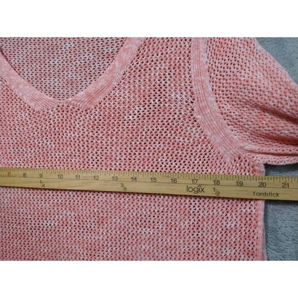 Talbots Sweater Womens 1X Pink Tunic Scoop Neck Open Knit Pima Cotton 3/4 Sleeve - Picture 4 of 7